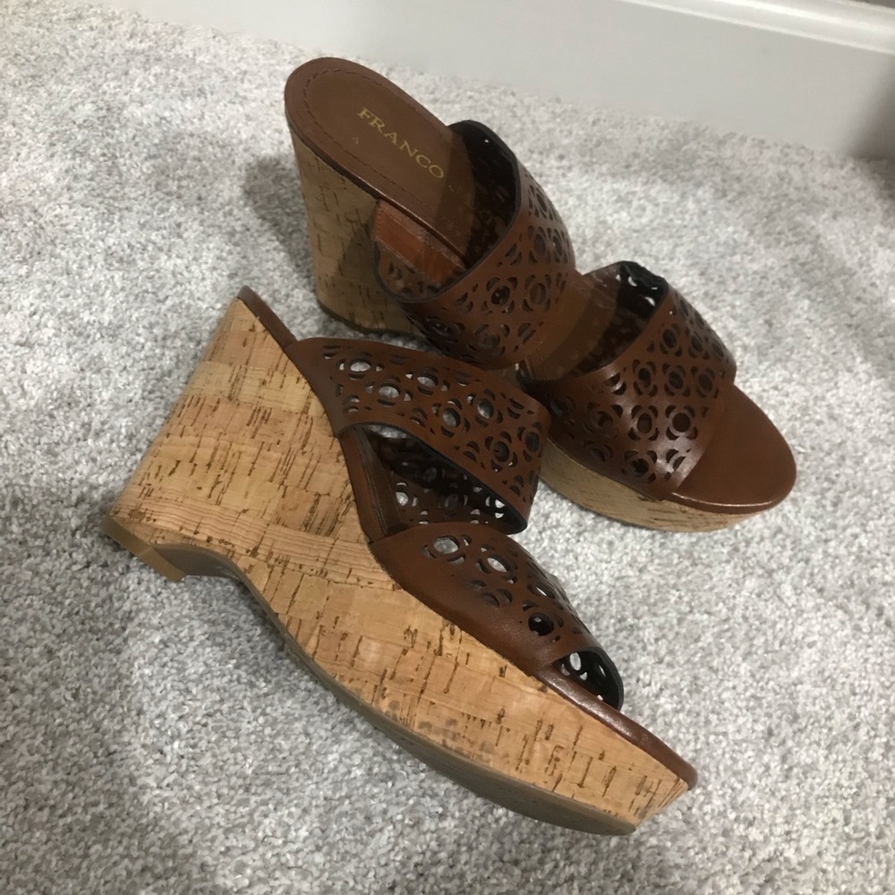 |Franco Sarto| Wedge Cork Heeled Sandals 7.5
